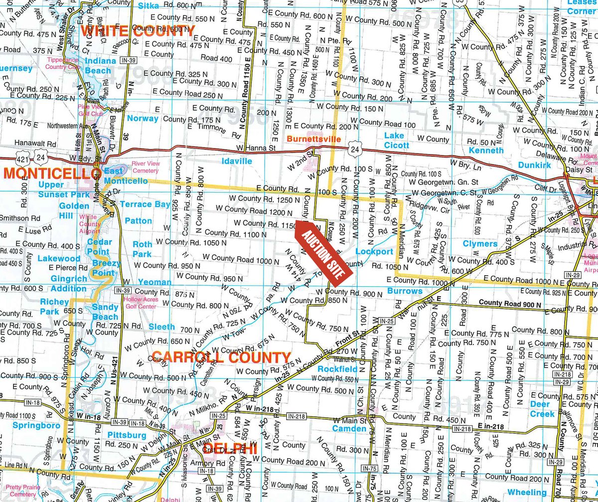 Area map - FARM EQUIPMENT AUCTION IN CARROLL COUNTY, INDIANA